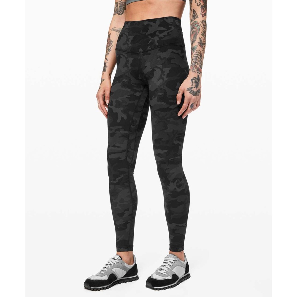 Lululemon Align Pant Leggings 28" Camo Charcoal Size 4 Athleisure Gym Workout